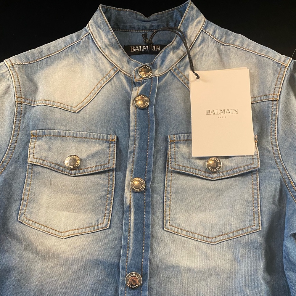 brand new with tags blue jean Balmain shirt